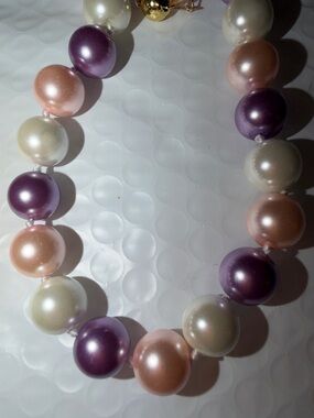 12mm  LARGE Classic SOUTH SEA  Pearl Necklace in Lavender, Blush & Ivory